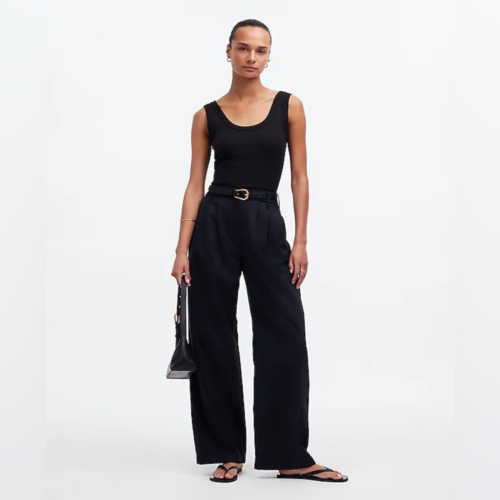 NWOT Madewell The Harlow Wide-Leg Pant in Drapey Twill - Black - 0